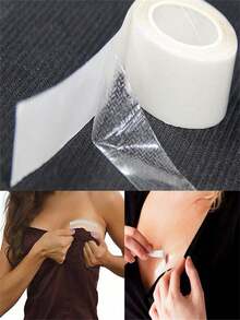 1 Roll Waterproof Clothing Fabric Tape, Double-Sided Invisible Body Adhesive, Bra Strap Tape, Transparent Lingerie Tape - Beige - View 2