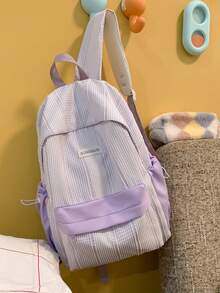 1pc Girls Solid Color Nylon Zipper Closure Fashion Backpack Student School Bag Suitable For All Seasons Daily Use - A - View 11