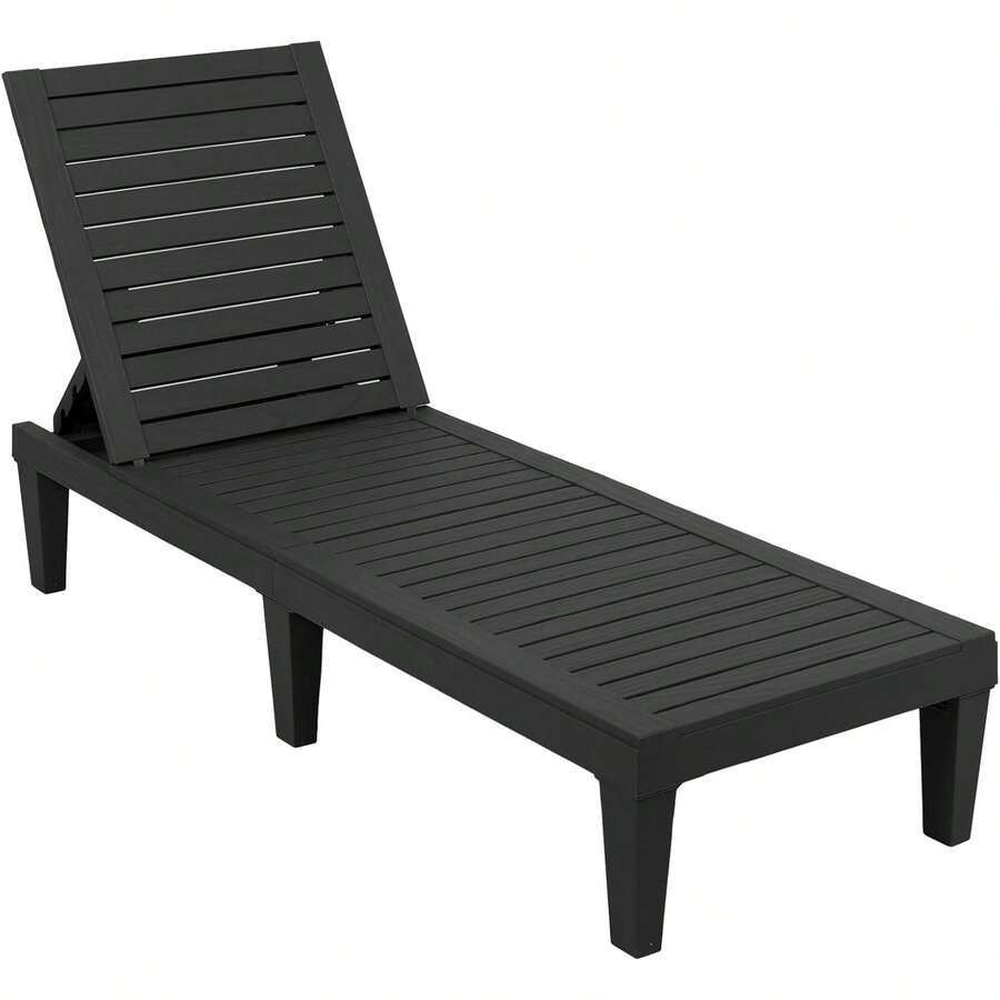 Outdoor Chaise Lounge Chair, Adjustable Waterproof Patio Recliner, Easy Assembly Pool Lounge Chair For Backyard Lawn Poolside Garden, Black 1 Pack - Black - View 1