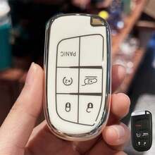 TPU 鑰匙遙控器保護套，適用於 Dodge Charger、Challenger、Grand Cherokee、Compass、Renegade、Patriot、Grand Commander、Chrysler 300，附鑰匙遙控器掛繩 - 彩色 - 查看 9