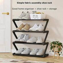 Pink 4-Tier Z-Shaped Shoe Rack, Multi-Functional Storage Rack, Easy Assembly Floor Shoe Rack, Durable Plastic Independent Storage Rack, Room Organization Shoe Rack, Stackable, Space-Saving, Apartment Essential, Home Essential - Multicolor - View 7
