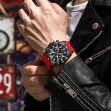POEDAGAR Men's Luxury Waterproof Extreme Sports Equipment Chronograph Digital Pointer Dual Display Quartz Watch For Daily Business Gifts Father's Day - Red - View 6