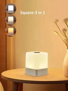 1pc Touch LED Square Bedside Lamp, Small Lamp, Wireless LED Light, 16 Colors/3 Modes, USB Powered And Rechargeable, Portable Design, Battery Capacity: 800mAh, Suitable For Bedroom Lighting, Bedside, Study, Desk Lighting, Room Decor, Bedroom Decor, Lighting Fixtures, Living Room Light, Room Decor, Travel, Bedroom Night Light, Home Decor, Gaming Light, Gift, Bedroom Lamp, Wireless Wall Lamp, - Square Patting Light - View 15