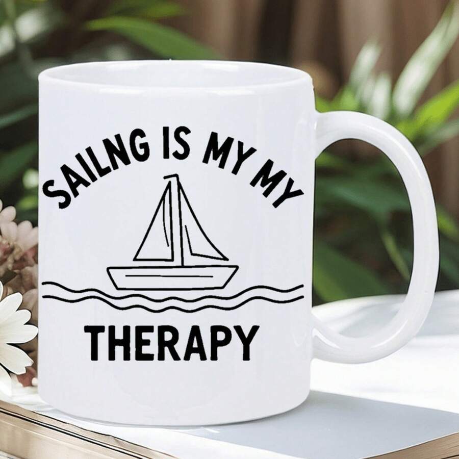 desde México]Taza de cerámica | Diseño Náutico de Velero Navegación es Mi Relájate". Taza de Café Blanca Aislante para Bebidas Calientes, Lavar a Mano únicamente, Regalo Perfecto para Marineros y Amantes del Mar, Decoración Costera para el Hogar, Diseño Minimalista, Acabado de Alta Calidad, Coleccionistas Marítimo - Imagen 1 pieza - Ver 1