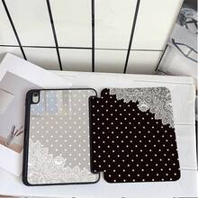 黑色底色奶油波點蕾絲 Y 型折疊平板保護殼，附筆槽，相容 iPad 10 代 Smart Case/11(A16 2025)/相容 Galaxy S9/S7/S10+/相容 /相容 - 彩色 - 查看 5