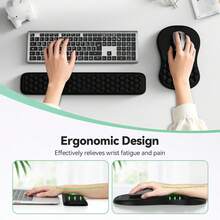 Ergonomic Mouse Pad With Massage Wrist Rest, Pain-Relief Wrist Support, Non-Slip PU Base, Fits Wireless & Desktop Mice - View 2