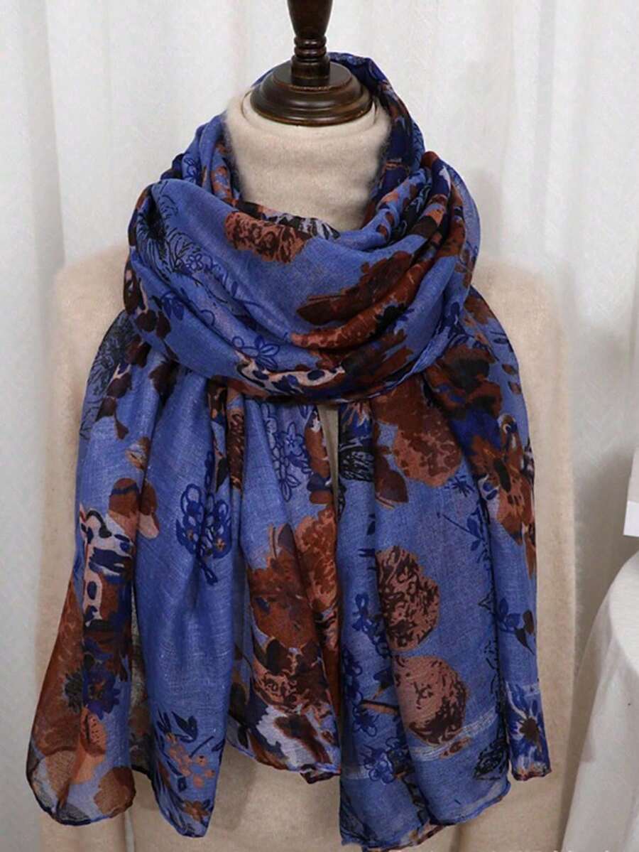 1pc Zebra Leopard Print Vintage Scarf Silk Shawl - Multicolor - View 1