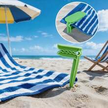 4pcs Windproof Beach Towel Clips, L-Shaped Heavy Duty Blanket Hooks, Multicolor Plastic Camping Picnic Mat Clips, Suitable For Outdoor Lawn, Beach, Beach Towel, Picnic Mat - View 2