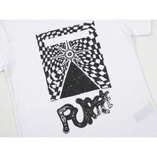 Men's Clothing Supply: European And American Urban Fashion Brand Purple With Square Ink Splatter Print, Plus Size Short Sleeve T-Shirt For Tall Men And - 白色 - 查看 4