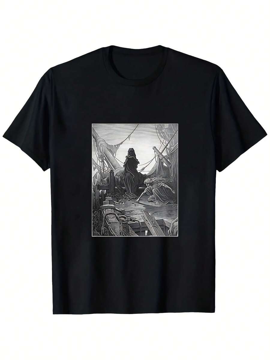 Camiseta de algodón 100% con estampado, nueva colección 2026: cómoda y fácil de usar, ideal para todas las personas. - Negro - Ver 1