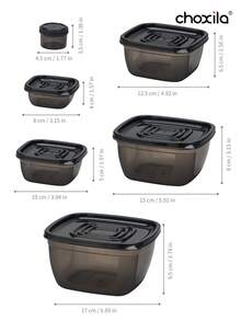 choxila 6pcs/Set Food Storage Container Set, Fresh-Keeping Box Set, Sealed Plastic Jars & Lunch Boxes With Lids, Airtight Food Storage Containers For Home, Leak-Proof Refrigerator Storage Boxes, Stackable Plastic Lunch Boxes, Suitable For Home, Office, School, Picnic, Kitchen Supplies - View 7