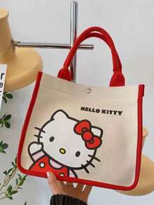 Tas Kosmetik Kanvas Asli Kartun Sanrio Gaya Jepang Lucu Tas Jinjing untuk Perjalanan Tas Bekal Makan Siang Tas Kotak Bekal Portabel Tas Penyimpanan Multifungsi - MultiWarna - View 8