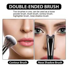 Dual-Ended Nose Contour Brush, 2-In-1 U-Shaped Nose Contour Brush, Fluffy Angled Brush Set, Suitable For Sculpting, Defining, Highlighting And Blending - Multicolor - View 6