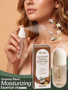1 Box 1 Stück (50ML) Kokosnuss-Vanille Körperduft ätherisches Öl Spray, frischer und eleganter Duft, elegant mit langanhaltendem Duft, Nischenduft, täglich sanft und hautfreundlich, feuchtigkeitsspendend, hydratisierend, erfrischend, nicht fettend, pflegt junge Haut und empfindliche Haut, natürlicher Duft für die Körperhaut von Frauen - Mehrere Düfte - Übersicht 3