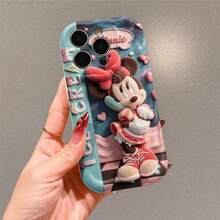 Disney Minnie Mouse Phone Case With Big Pink Bow, Casual Striped Outfit, Sneakers, Sweets, Butterfly & Heart Ornaments, Compatible With IPhone 17,16,15,14,13,12,11 Pro, Shockproof Protective Cover, Ideal Gift For Birthday, Valentine's Day, Holiday For Family, Lovers & Friends - White - View 3
