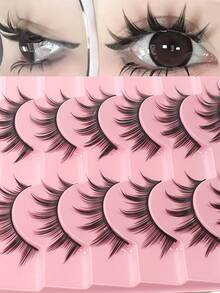 10 pares de pestañas postizas estilo dibujo animado de pequeño diablo, maquillaje de chica europea y americana, pestañas completas de hada, fáciles de aplicar para principiantes, pestañas gruesas - Ver 4