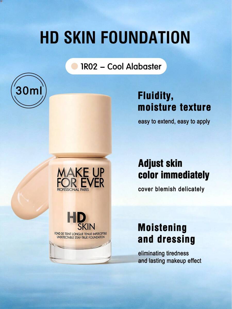 MAKE UP FOR EVER HD Skin Foundation - 1R02 - Cool Porcelain - 30ML - 1.01fl.Oz. - 1R02 - 查看 1
