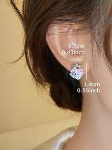 1 Pair Fresh Sweet Fashionable Exquisite Gradient Small Strawberry Inlaid Glass Unique Design Elegant Elegant Suitable For Casual Gatherings Women's Stud Earrings - Silver+Pink - View 4