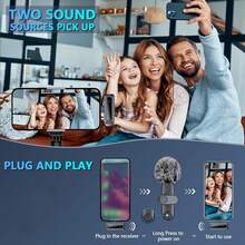 HITOZON Professional Wireless Lavalier Microphone, Suitable For Smartphones, Plug And Play, For Video Recording, Teaching, Interviews, Podcasts, Etc. Wireless Omnidirectional Condenser Recording Microphone, Suitable For Vlogging - Black - View 5