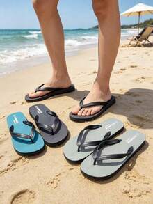 1 par de chanclas unisex para pareja 2026 nuevas de EVA de color liso, pantuflas para casa antideslizantes y antiolor con suela gruesa, sandalias planas ultraligeras suaves y cómodas, para interior, baño, playa, exterior y uso diario, esencial para la vuelta al cole - A - Ver 2