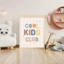 1件裝 帆布裝飾畫 兒童房牆面裝飾 波希米亞風「Cool Kids Club」裝框畫與「Play Every Day」兒童藝術畫 中性風格 即可掛裝 適合幼兒臥室、遊戲室、托兒所、嬰兒洗禮禮物、兒童禮物、趣味友誼主題 現代俏皮兒童房裝飾 - 彩色 - 查看 8