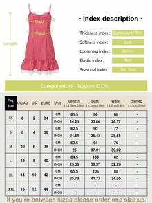 YIU Women's Red And White Plaid Lace Trim Cami Dress, Ruffle Mini Skirt Suitable For Beach Vacation, Sweet Style, New Spring/Summer Arrival - Red and White - View 3