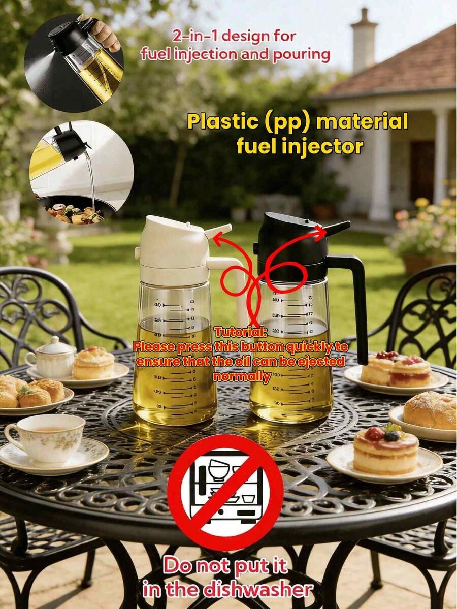 1pc 2-In-1 Spray Bottle, Suitable For Oil, Soy Sauce, Vinegar And Other Liquids. Odorless Nozzle, Even Atomization, Can Be Used For Cooking, Salad Dressing, Marinade, Etc. Suitable For Kitchen Use. It Can Also Be Used For Gardening Watering, Home Cleaning, Home Essentials, Kitchen Essentials, With Random Color (Hand Wash Only)