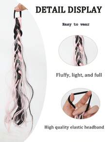 20 Inch Pink/Sky Blue/Black Synthetic Fiber Heat-Resistant Fluffy Ponytail Hair Extensions For Women | Suitable For Halloween, Christmas, Holiday Parties, World Cup - Multicolor - View 4