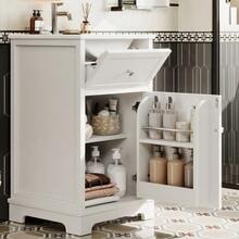 Mobile bagno in MDF, 51 x 46 x 87 cm, completamente laccato, con cassetto scorrevole e ripiani regolabili, ripiani  , gambe alte, lavabo integrato, bianco - Bianco - Visualizzare 2