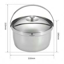 CAMPINGMOON New Thickened Stainless Steel Outdoor Camping Large Capacity Soup Pot, Portable Outdoor Water Boiling And Cooking Pot For 2-3 People, CC-21 - Silver - View 10