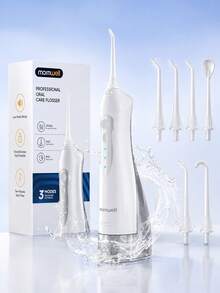 Mornwell 1Set D52 Cordless Water Flosser For Teeth, 300ml USB Rechargeable Oral Care Cleaner, 3 Modes, IPX7 Waterproof With 6 Jet Tips For Home, Travel & Braces Cleaning - Multicolor - View 3