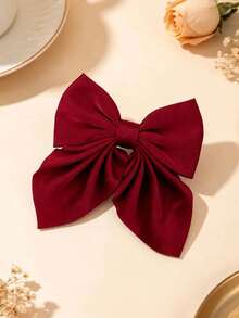 1/2pcs Red & White Color Block Knot Swallowtail Alligator Hair Clip, Girls Daily Casual Sports Half-Up Hair Styling Accessory - Multicolor - View 6