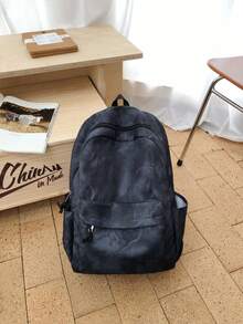 1pc Boys Girls Tie-Dye Nylon Zipper Closure Fashion Backpack Student School Bag Suitable For All Seasons Daily Use - A - View 11