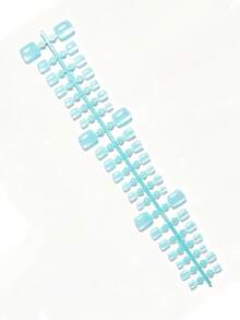 Summer Versatile Vibrant Experience,42Pcs S/M/L Full Size Short Square Fake Toenails,Multicolor Shades Wide Light Cat Eye Transparent Set,Neat Wrap Edge Shape,Multi-Color Mix&Reusable,For Seaside&Hot Spring,With Jelly Glue&Nail File - Dusty Blue - View 3