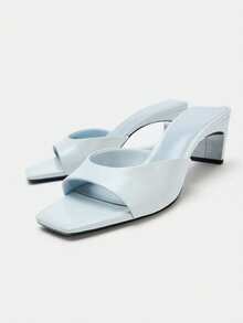 2026 Spring/Summer New Women's Suede Mule High Heel Sandals - Baby Blue - View 6