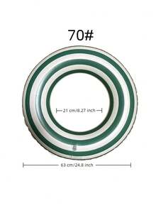 1 pieza Flotador inflable con estampado a rayas azul/verde/naranja para adultos, accesorio para fiesta en la piscina y playa, regalo perfecto de verano, colchoneta flotante para piscina para diversión y relajación en vacaciones de adultos, artículos esenciales de playa - Multicolor - Ver 10