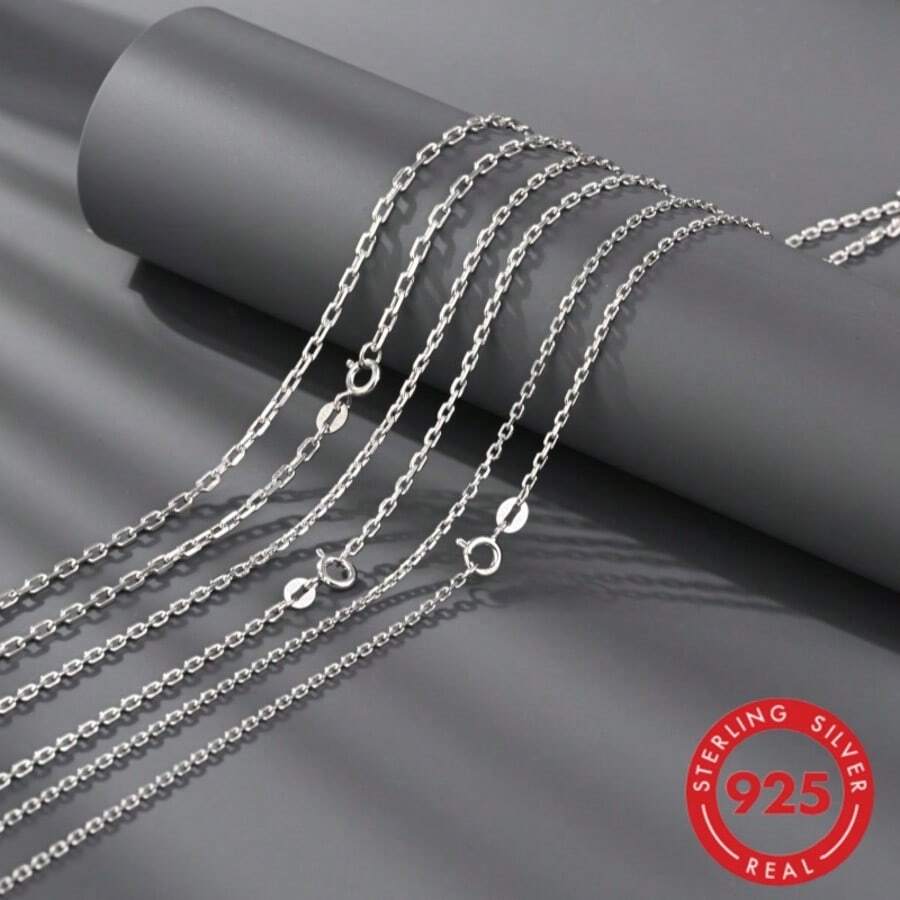 1pc S925 Sterling Silver Necklace Chain, Classic Square Cross Pendant Necklace, Versatile Daily Wear Jewelry Gift For Mother's Day, Father's Day, Valentine's Day, Christmas