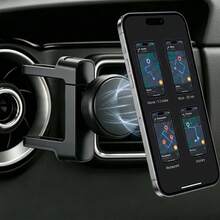1pc Upgraded Magnetic Car Phone Holder, Anti-Shake Air Vent Dual Lock Clip Design, Protects Car Interior, Slim Compact Fast Magnetic Attachment, Essential For Daily Driving And Travel, Hands-Free Driving, Suitable For Road Trips, Father's Day, Graduation Season, Summer - W41 - View 3