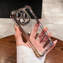 1個電鍍四角防摔透明TPU保護殼，適用於/11,15PROMAX,14PROMAX/Galaxy,SAM/Honor/Note13pro/12C/13C/S23 Ultra/S24 Ultra - 金色 - 查看 3
