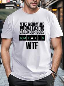 Camiseta de Hombre de Talla con Estampado de Letras a la Moda para Verano al Aire Libre, Regalo para Hombres, Ropa Masculina - Blanco - Ver 1