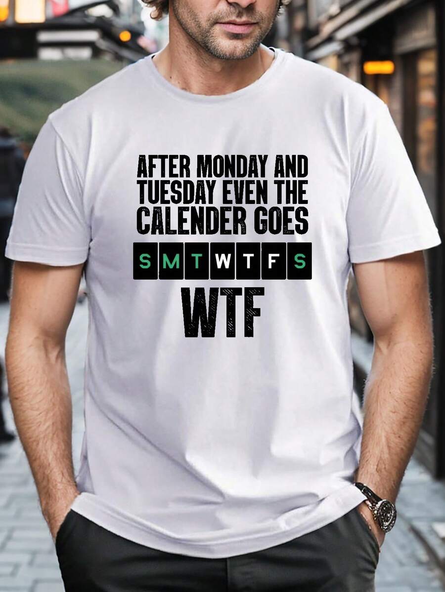 Camiseta de Hombre de Talla con Estampado de Letras a la Moda para Verano al Aire Libre, Regalo para Hombres, Ropa Masculina - Blanco - Ver 1