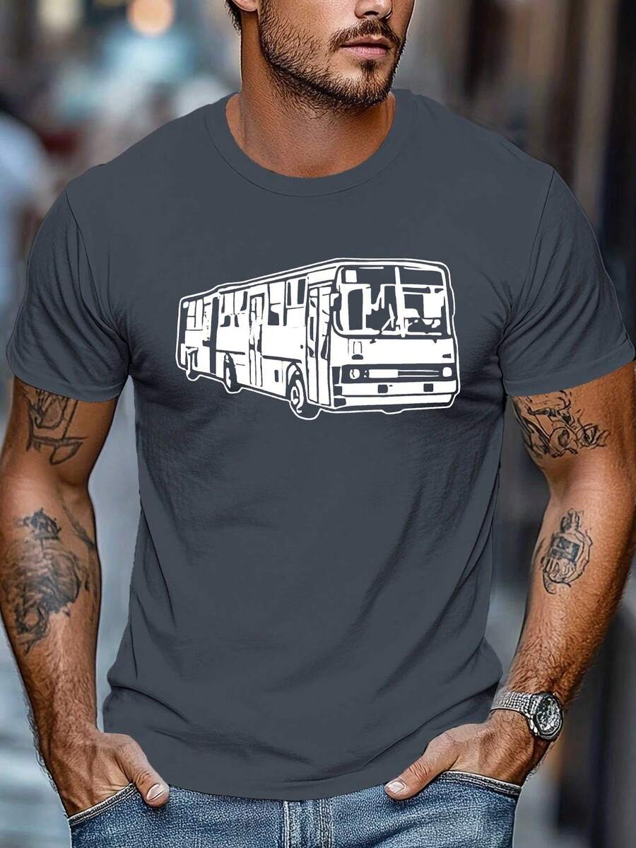 Camiseta divertida de manga corta para hombre, estilo polaco, para verano. - Gris Oscuro - Ver 1