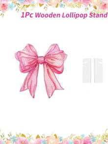 1pc Pink Bow Lollipop Display Stand - Wooden Dessert Rack, Suitable For Baby Shower, Gender Reveal And Birthday Party Decoration, Baby Shower Decoration, Home Kitchen Table Centerpiece, Lollipop Display Stand, Wedding Party Supplies - Multicolor - View 11