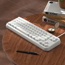 MageGee TS91/92 60% Compact Wired Keyboard 61 Keys RGB Backlit Small Portable Office Computer Membrane Keyboard Compatible With Windows PC Laptop Game Console - White (round) - View 8
