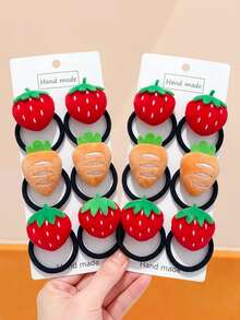 4/2pcs 3D Strawberry Hair Scrunchies, High Elasticity Non-Damaging Hair Ties, Sweet & Cute Hair Accessories - Suitable For Women And Girls, Daily Wear, School, Dating, Vacation - Multicolor - View 9