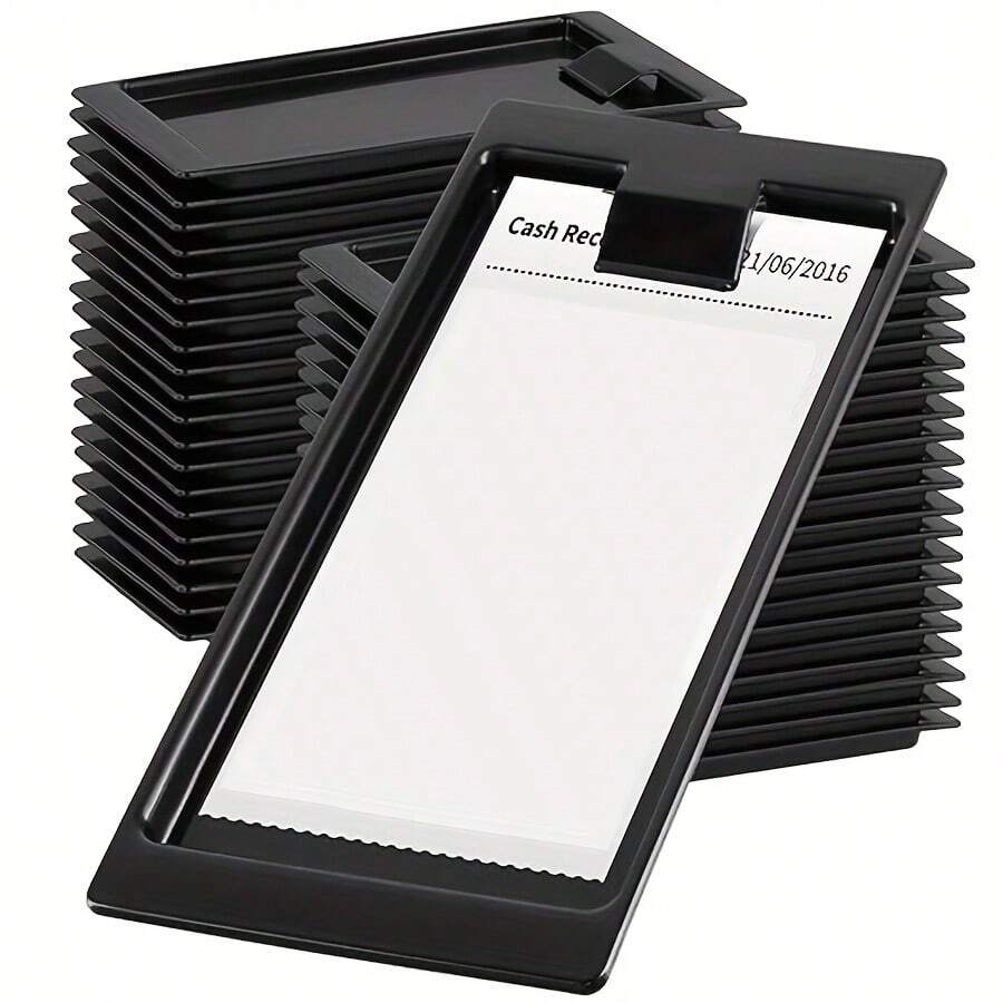 5/8PCS Check Bill Tray Holder, Black Plastic Tip Tray, Guest Receipt Holder, Tip Tray, Coin Tray, Miscellaneous Tray, Tray For Hotel, Cash, Credit Card, Bill, Waiter Tip Tray - Black - View 1