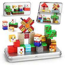 35pcs Farm Animal Magnetic Blocks - Portable Iron Storage Box STEM Educational Building Toy - Essential For Road Trips And Flights, Suitable For 4-8 Years Old Children Birthday/Holiday Gift - Multicolor - View 2
