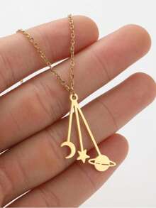 1pc Stainless Steel Crescent Moon Necklace - XL919 - View 11