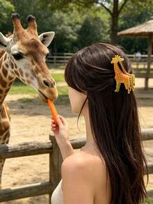 1pc Fun Fashion Animal Element Simulated Leopard Giraffe Hair Claw, Cute Cartoon Animal Shaped Hair Claw Hair Accessory For Women, Suitable For Daily Casual, Campus, Gift, Beach Vacation Travel, Casual And Formal Occasions Cute Hairstyle Accessory, Women's Hair Accessory, Animal Hair Clip - Multicolor - View 6