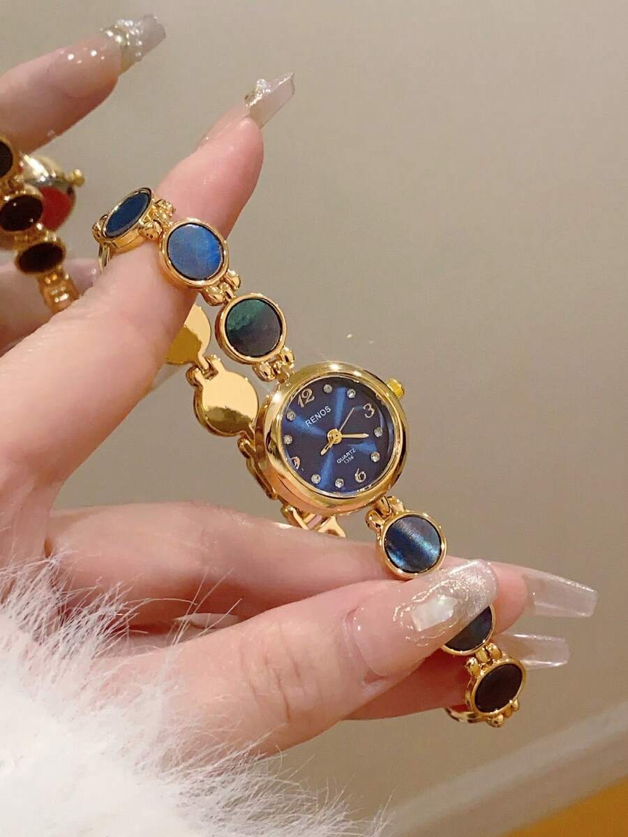 1pc New Fashion Women's Watch, Elegant Triangle Dial, Business Quartz Watch, Suitable For Daily Life, Parties And Banquets - Blue - View 1